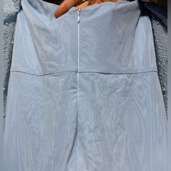 Oh Polly Blue Embellished Pearl Dress with Side Split - Picture 8 of 13